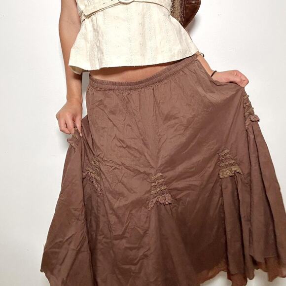 Y2k allison britney brown midi skirt with gorgeous details - Picture 3 of 6